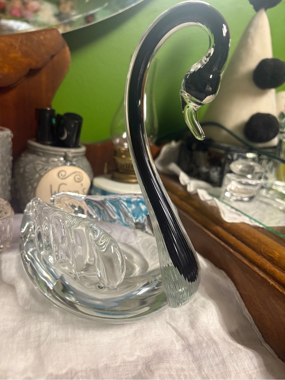 Belfor Crystal Swan Trinket Dish 7.5” MCM - Picture 5 of 10